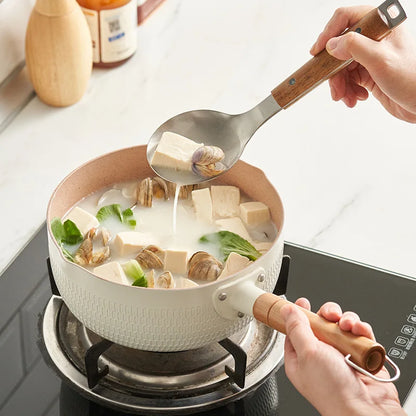Japanese Style Frying Pan With Lids Non Stick Stainless Steel Saucepan Milk Pot Covers Noodles Soup Pot Hot Thick Home Kitchen