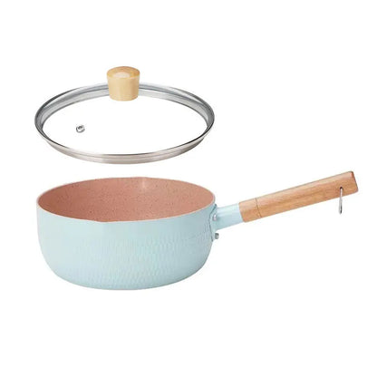 Japanese Style Frying Pan With Lids Non Stick Stainless Steel Saucepan Milk Pot Covers Noodles Soup Pot Hot Thick Home Kitchen