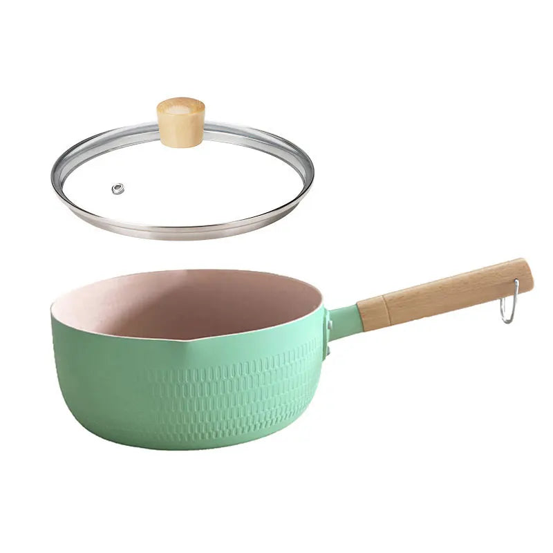 Japanese Style Frying Pan With Lids Non Stick Stainless Steel Saucepan Milk Pot Covers Noodles Soup Pot Hot Thick Home Kitchen