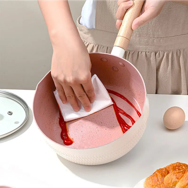 Japanese Style Frying Pan With Lids Non Stick Stainless Steel Saucepan Milk Pot Covers Noodles Soup Pot Hot Thick Home Kitchen