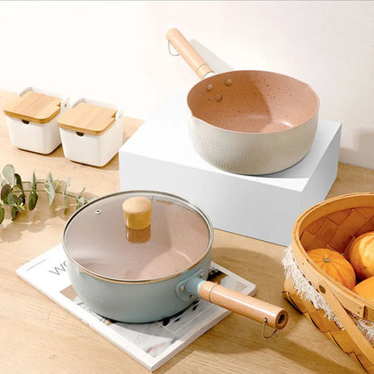 Japanese Style Frying Pan With Lids Non Stick Stainless Steel Saucepan Milk Pot Covers Noodles Soup Pot Hot Thick Home Kitchen
