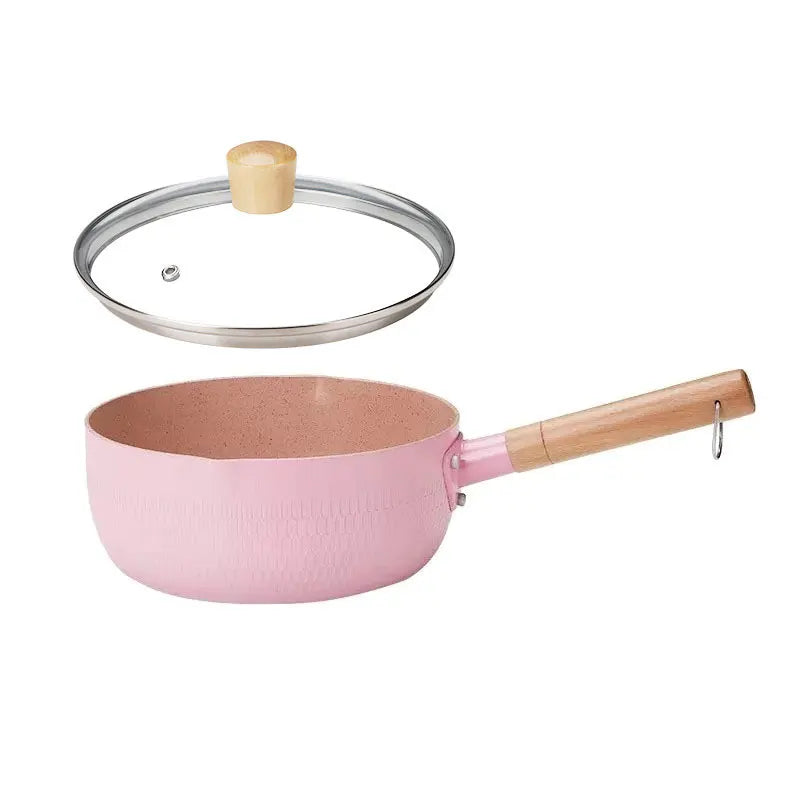 Japanese Style Frying Pan With Lids Non Stick Stainless Steel Saucepan Milk Pot Covers Noodles Soup Pot Hot Thick Home Kitchen