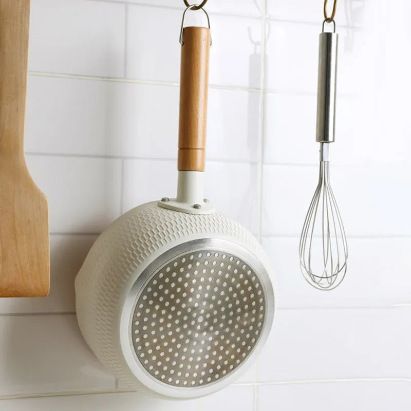 Japanese Style Frying Pan With Lids Non Stick Stainless Steel Saucepan Milk Pot Covers Noodles Soup Pot Hot Thick Home Kitchen