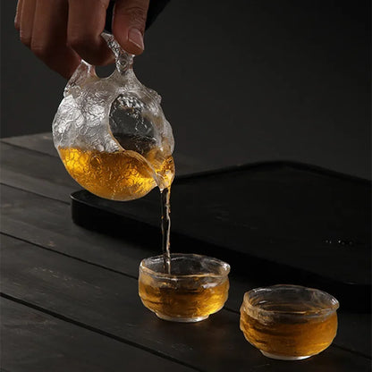 Japanese Style Glazed Frozen Roasted Fair Cup Tea Dispenser Glass Tea Cup Kung Fu Cup Heat-resistant Glass Tea Sea Tea Set