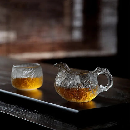 Japanese Style Glazed Frozen Roasted Fair Cup Tea Dispenser Glass Tea Cup Kung Fu Cup Heat-resistant Glass Tea Sea Tea Set