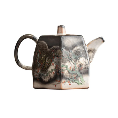 Japanese-Style Hand-Painted Vintage Landscape Teapot Handmade Antique Ceramics Tea Making Single Teapot Household Kombucha