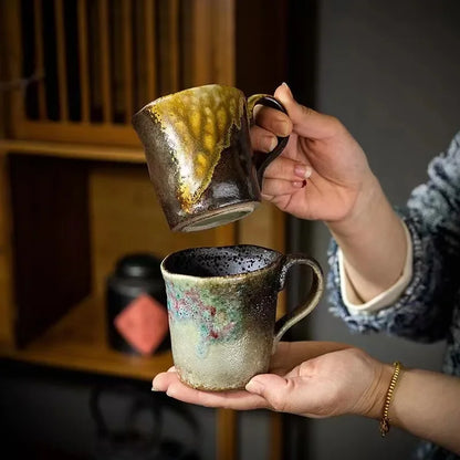 Japanese-Style Handle Mug, Creative Coffee Cup, Vintage Ceramic Mugs, Good-Looking Water Coffee, Large Capacity, 200ml, 1 Pc