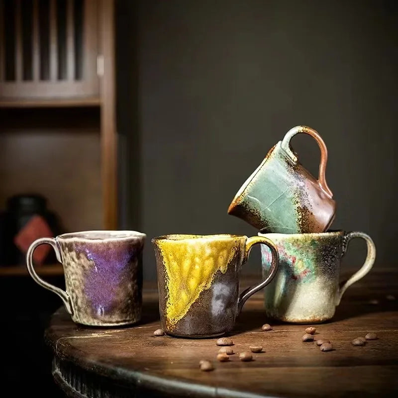 Japanese-Style Handle Mug, Creative Coffee Cup, Vintage Ceramic Mugs, Good-Looking Water Coffee, Large Capacity, 200ml, 1 Pc