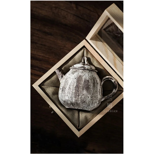 Japanese-Style Handmade Powder Flowing Water Teapot Jingdezhen Retro Style Simple Kung Fu Humanistic Sketch Pot