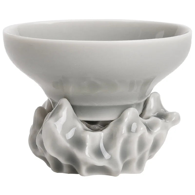 Japanese-Style Ice Gray Smoky Gray Glaze Filter Set Ceramic Tea Funnel Tea Filter Stainless Steel Tea Strainer Tea Compartment
