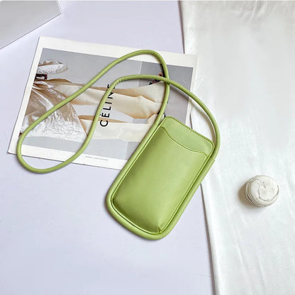 Japanese Style Ins Simple Mobile Phone Bags Crossbody Handbag and Purses Designer Solid Color Casual Women Soft Shoulder Bag