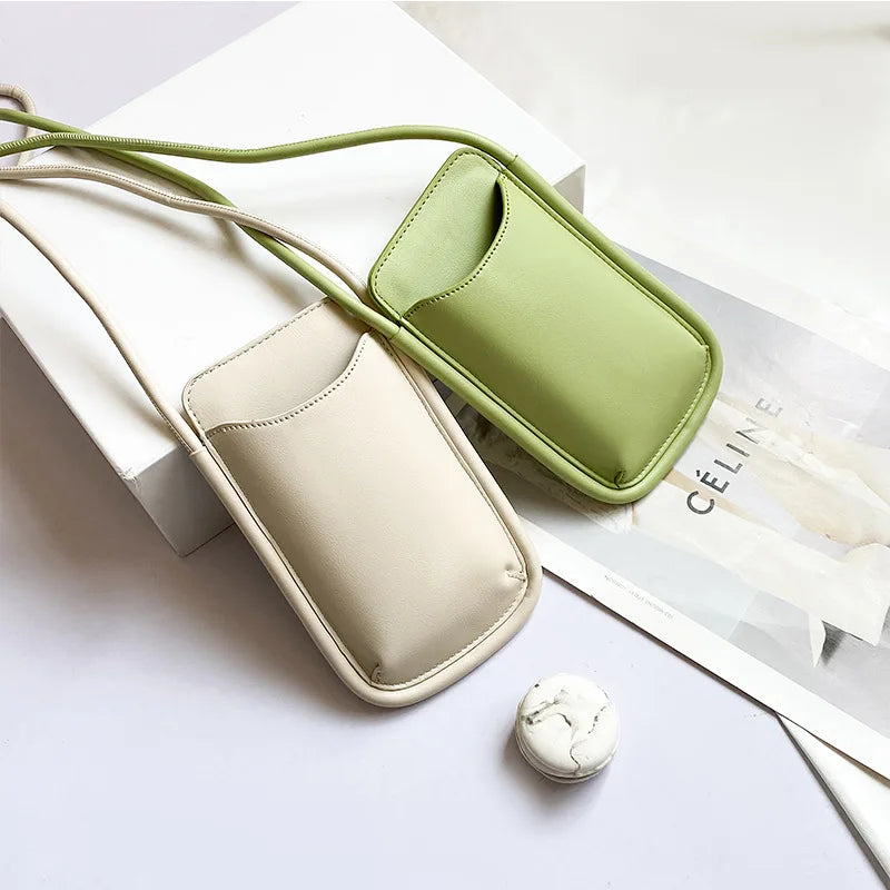 Japanese Style Ins Simple Mobile Phone Bags Crossbody Handbag and Purses Designer Solid Color Casual Women Soft Shoulder Bag