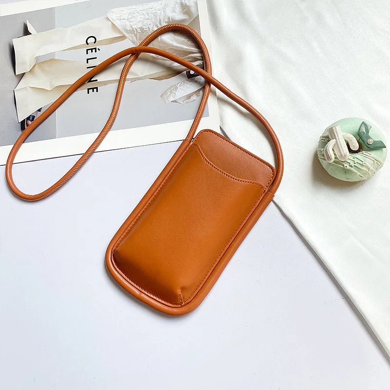 Japanese Style Ins Simple Mobile Phone Bags Crossbody Handbag and Purses Designer Solid Color Casual Women Soft Shoulder Bag