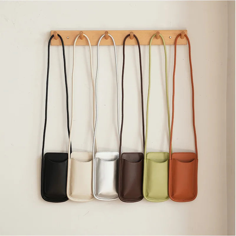 Japanese Style Ins Simple Mobile Phone Bags Crossbody Handbag and Purses Designer Solid Color Casual Women Soft Shoulder Bag