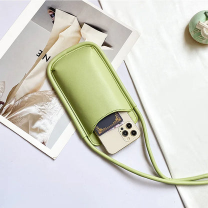 Japanese Style Ins Simple Mobile Phone Bags Crossbody Handbag and Purses Designer Solid Color Casual Women Soft Shoulder Bag