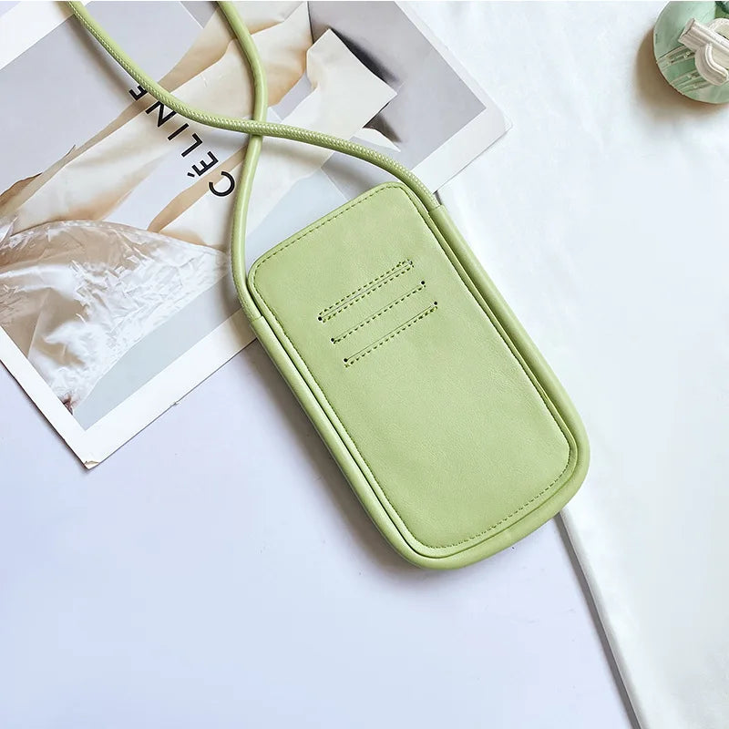 Japanese Style Ins Simple Mobile Phone Bags Crossbody Handbag and Purses Designer Solid Color Casual Women Soft Shoulder Bag