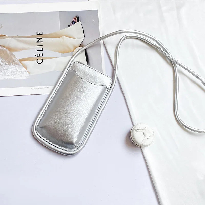 Japanese Style Ins Simple Mobile Phone Bags Crossbody Handbag and Purses Designer Solid Color Casual Women Soft Shoulder Bag