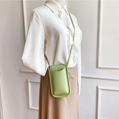 Japanese Style Ins Simple Mobile Phone Bags Crossbody Handbag and Purses Designer Solid Color Casual Women Soft Shoulder Bag