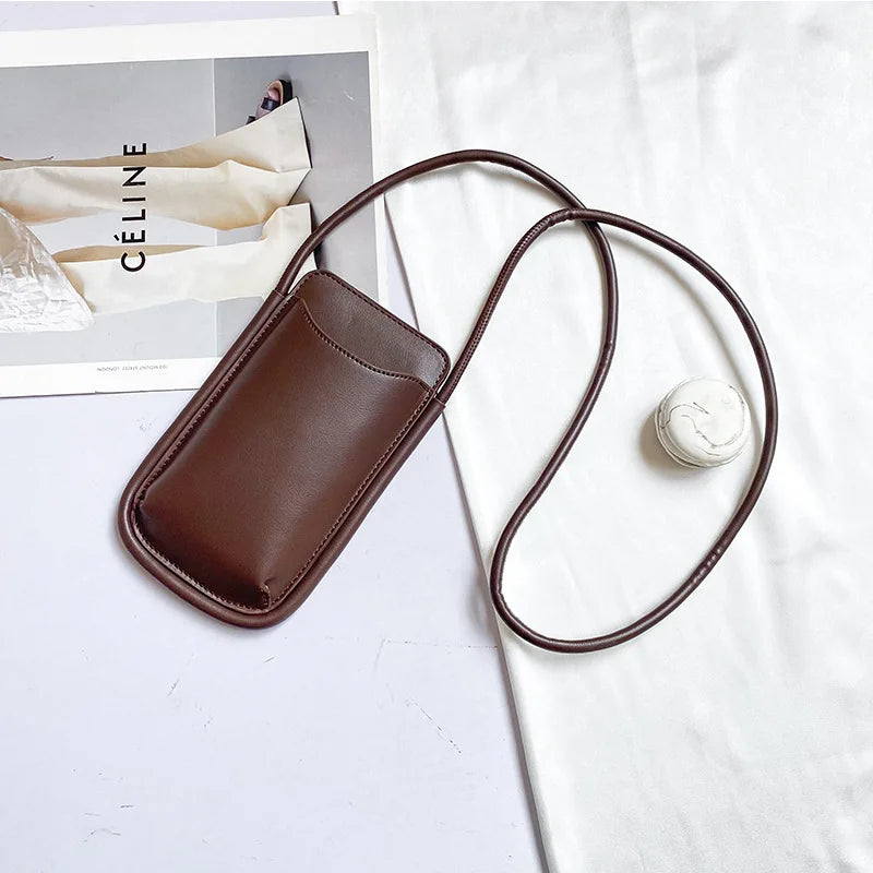 Japanese Style Ins Simple Mobile Phone Bags Crossbody Handbag and Purses Designer Solid Color Casual Women Soft Shoulder Bag