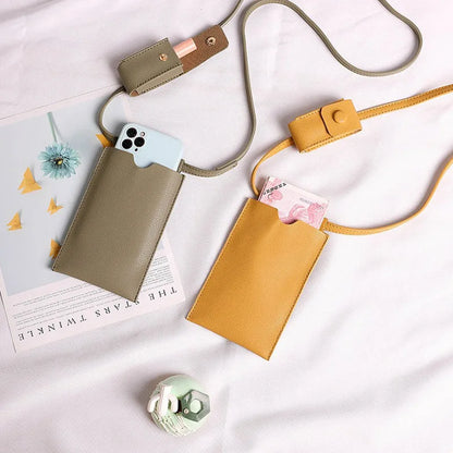 Japanese Style Mini Phone Bags Women's Crossbody Bags with Lipstick Bag Lady Simple Fresh Small Shoulder Bags and Purse Wallets