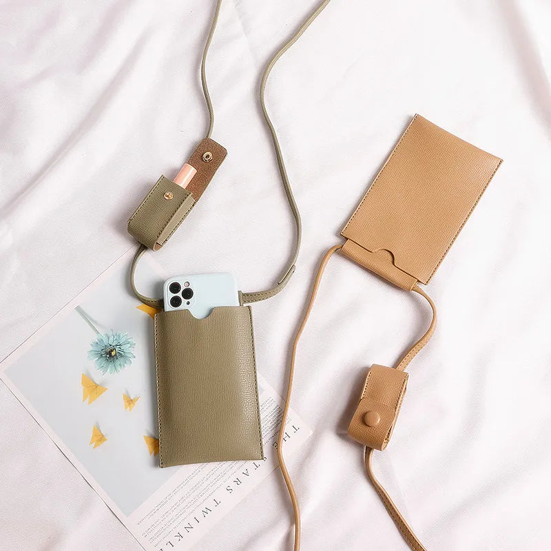 Japanese Style Mini Phone Bags Women's Crossbody Bags with Lipstick Bag Lady Simple Fresh Small Shoulder Bags and Purse Wallets
