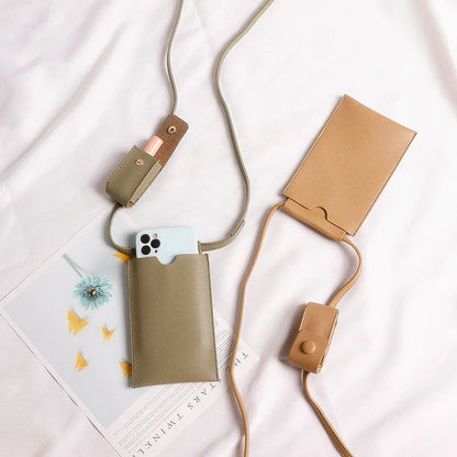 Japanese Style Mini Phone Bags Women's Crossbody Bags with Lipstick Bag Lady Simple Fresh Small Shoulder Bags and Purse Wallets