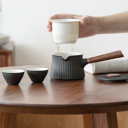 Japanese Style Portable Handmade Tea Pot Chinese Tea Set Creative Office Kung Fu Kettle Ceramic Side Handle Filter Teapot