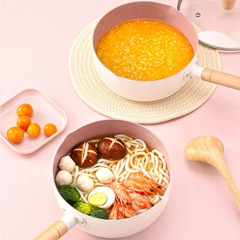 Japanese Style Saucepan With Covers Non Stick Frying Pan Lids Stainless Steel Milk Soup Pot Hot Home Kitchen Accessories