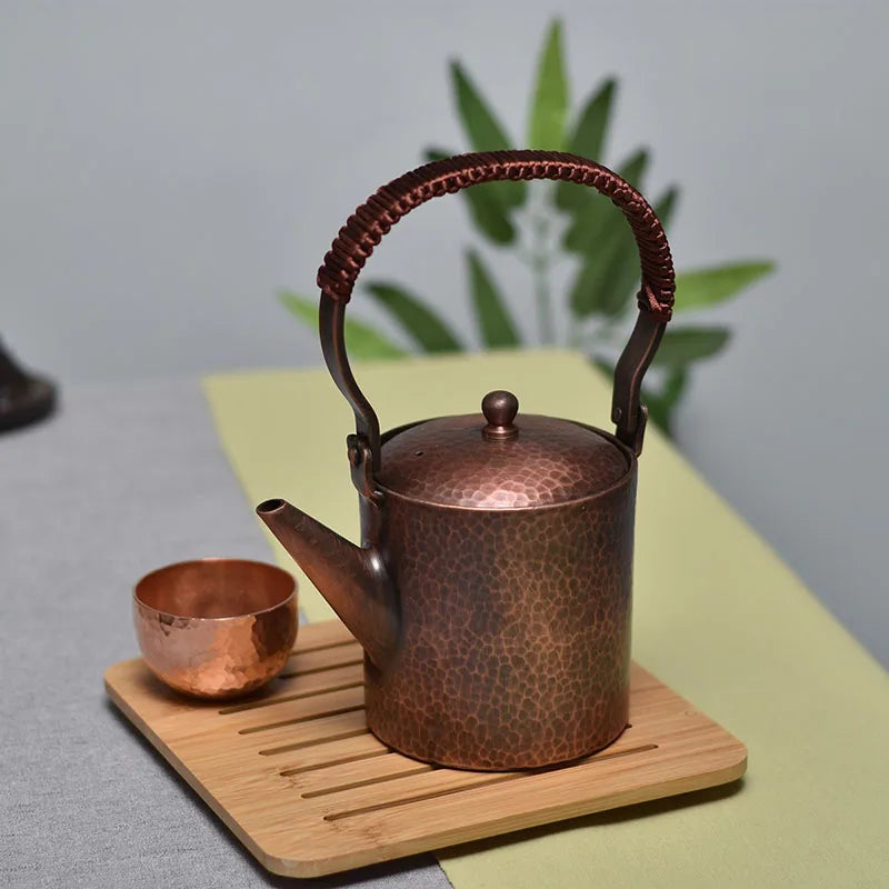 Japanese Style Small Teapot Tea Kettle Handmade Coffee Pot Set Copper Kettle Small Vintage Water Jug Metal Kung Fu Tea Set Gift