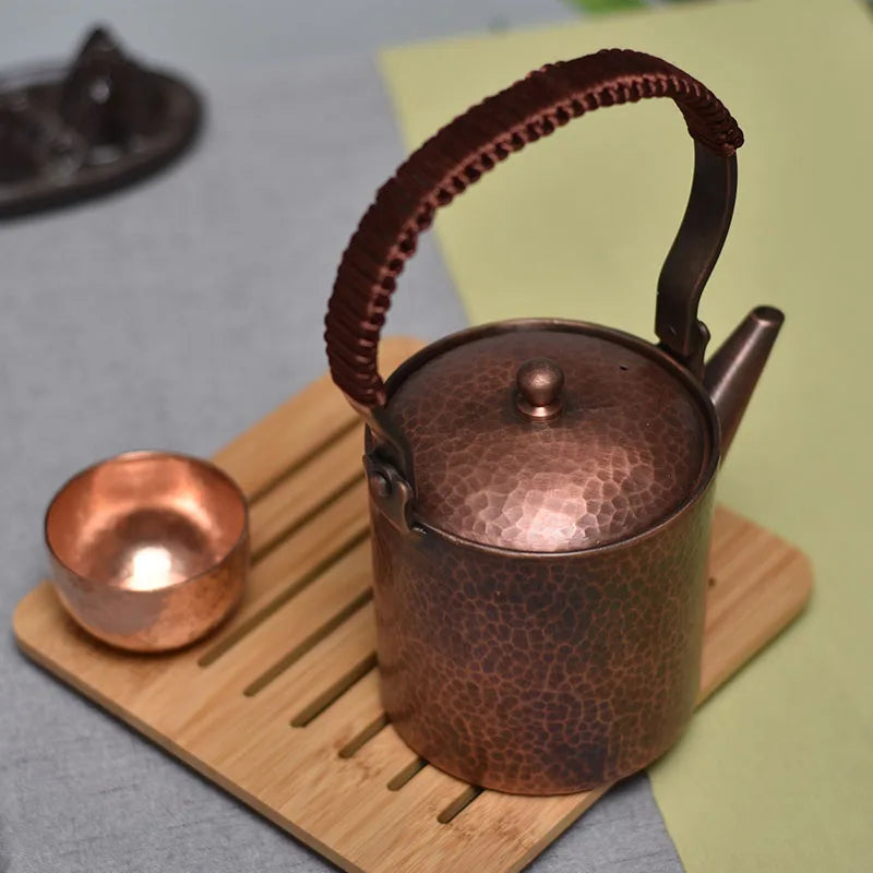 Japanese Style Small Teapot Tea Kettle Handmade Coffee Pot Set Copper Kettle Small Vintage Water Jug Metal Kung Fu Tea Set Gift