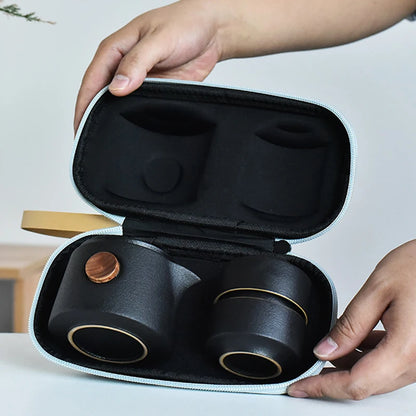 Japanese-Style Tea Set Ceramic Portable Teapot Outdoor Travel Gaiwan Kettle Office Teacups Kung Fu TeaSet Dinkware Office