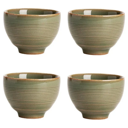 Japanese Style Uneven Green Gaiwan For Tea Porcelain Tureen Teaware Set Tea Bowl Chawan Tea Cup