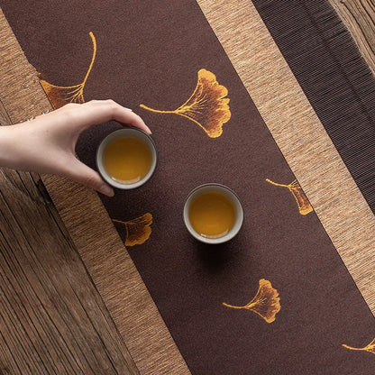 Japanese-Style Waterproof Fiber Tea Mat Linen Table Runner Table Mat Tea Art Tea Fabric Tea Mat Zen Tea Plate Mat Tea Utensils