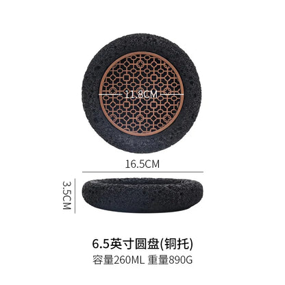 Japanese Tableware Rock Sushi Plate Coal Ball Volcanic Stone Swing Plate Steak Plate Hotel Creative Dining Plate Sushi Dish