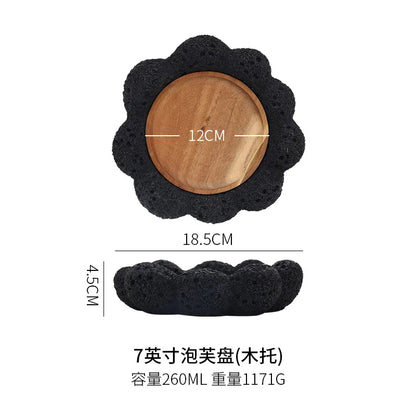 Japanese Tableware Rock Sushi Plate Coal Ball Volcanic Stone Swing Plate Steak Plate Hotel Creative Dining Plate Sushi Dish