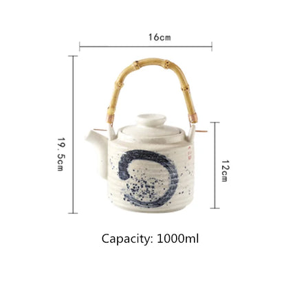 Japanese Teapot Hand Paint Big Capacity Kung Fu Tea Pots Creative Retro Ceramic Tea Set Kettles Porcelain Drinkware Home Decor