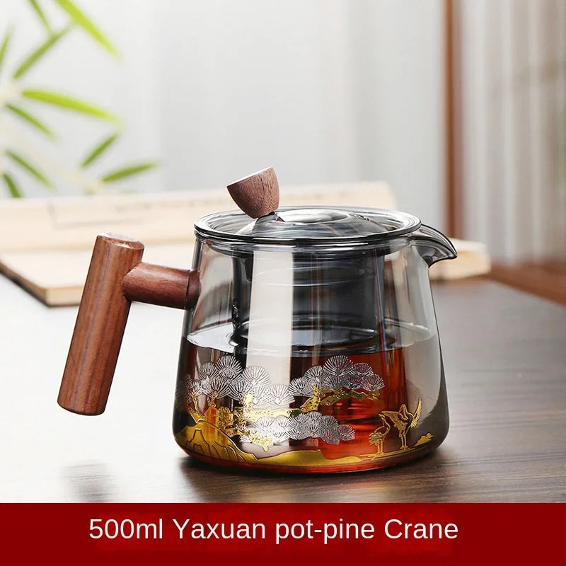 Japanese Teapot for Infusion Glass Tea Pot High Temperature Resistant Glass Teapot Puer Tea Brewing Kettle Pu Erh Gaiwan Set Cup