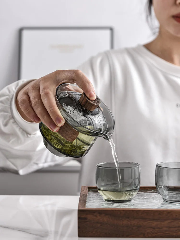 Japanese Travel Teaware Sets, Anti-scald Glass Cover Bowl, Portable Express Cup, Kungfu Tea Set, Outdoor Suit