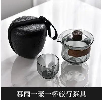 Japanese Travel Teaware Sets, Anti-scald Glass Cover Bowl, Portable Express Cup, Kungfu Tea Set, Outdoor Suit
