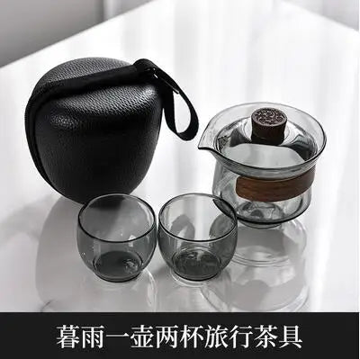 Japanese Travel Teaware Sets, Anti-scald Glass Cover Bowl, Portable Express Cup, Kungfu Tea Set, Outdoor Suit