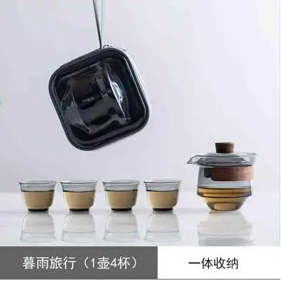 Japanese Travel Teaware Sets, Anti-scald Glass Cover Bowl, Portable Express Cup, Kungfu Tea Set, Outdoor Suit