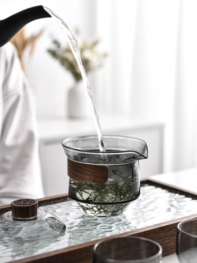 Japanese Travel Teaware Sets, Anti-scald Glass Cover Bowl, Portable Express Cup, Kungfu Tea Set, Outdoor Suit