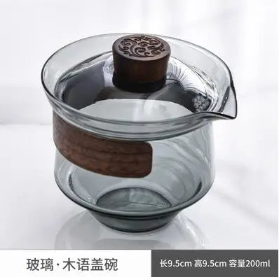 Japanese Travel Teaware Sets, Anti-scald Glass Cover Bowl, Portable Express Cup, Kungfu Tea Set, Outdoor Suit