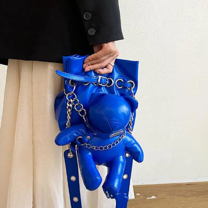 Japanese Trend Bear Crossbody Bag Girl Personality Doll Student Bucket Bag Funny Street Cool Doll Shoulder Bag 2024 New