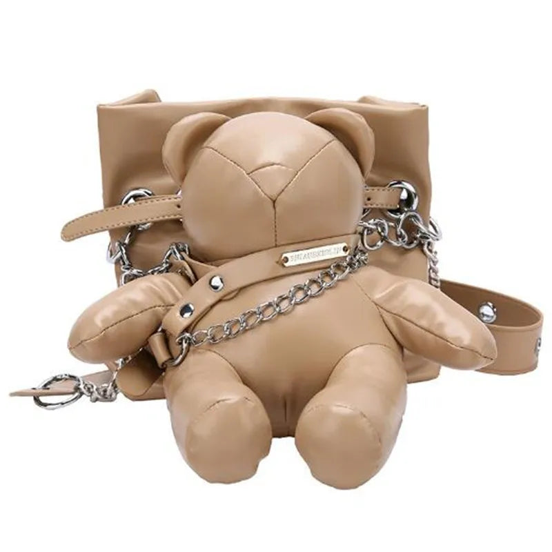 Japanese Trend Bear Crossbody Bag Girl Personality Doll Student Bucket Bag Funny Street Cool Doll Shoulder Bag 2024 New