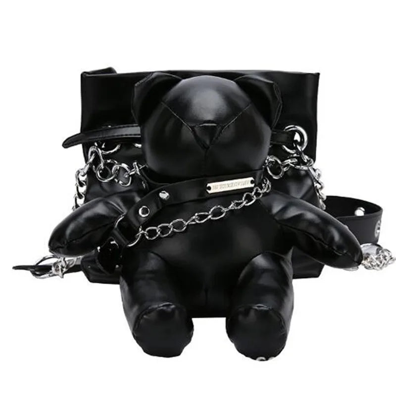 Japanese Trend Bear Crossbody Bag Girl Personality Doll Student Bucket Bag Funny Street Cool Doll Shoulder Bag 2024 New