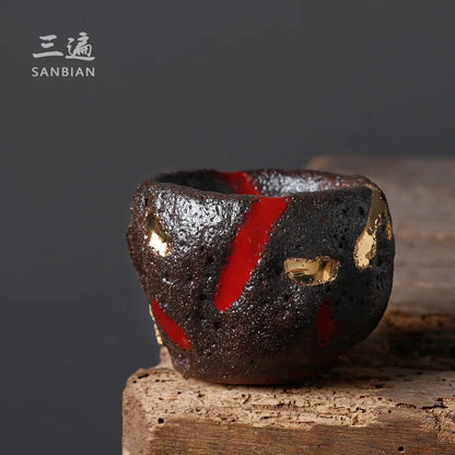 Japanese Volcanic Rock Shino Master Cup Gracked Glaze Supportable Ceramic Cup Japanese Single Cup Stoneware Tea Cup
