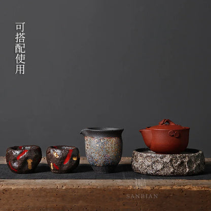 Japanese Volcanic Rock Shino Master Cup Gracked Glaze Supportable Ceramic Cup Japanese Single Cup Stoneware Tea Cup