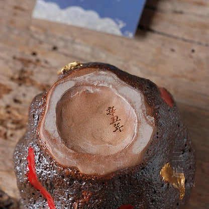 Japanese Volcanic Rock Shino Master Cup Gracked Glaze Supportable Ceramic Cup Japanese Single Cup Stoneware Tea Cup
