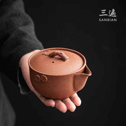 Japanese Yixing Raw Ore Purple Sand Teapot Japanese Aquarius Hand-Held Teapot Tureen Kung Fu Tea Set